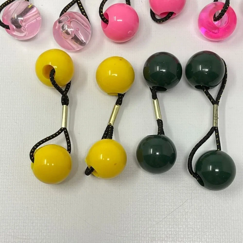 Twin Bead Hair Knocker Pony Tail Holders Bubbles Balls Tie Backs Lot of 10 Goody